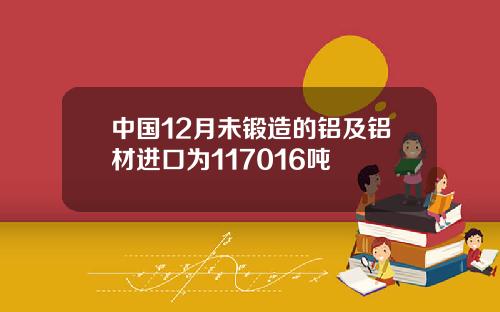 中国12月未锻造的铝及铝材进口为117016吨
