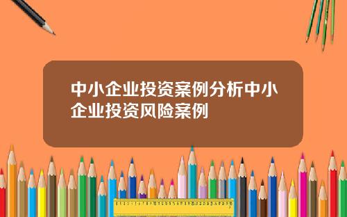 中小企业投资案例分析中小企业投资风险案例