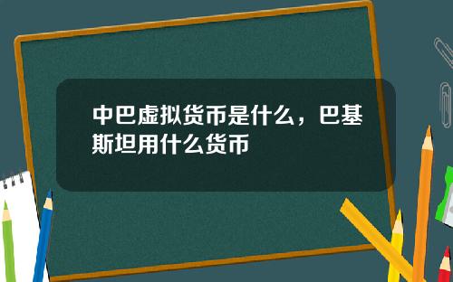 中巴虚拟货币是什么，巴基斯坦用什么货币