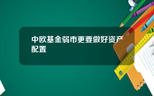 中欧基金弱市更要做好资产配置