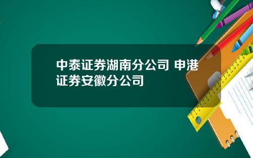 中泰证券湖南分公司 申港证券安徽分公司