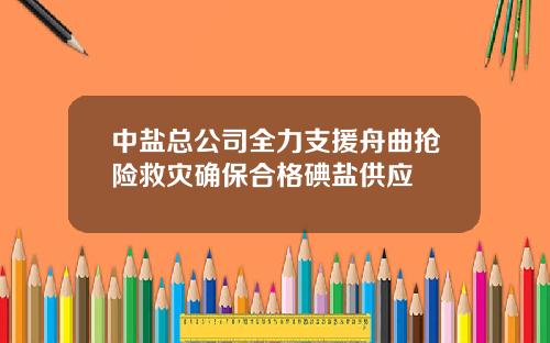中盐总公司全力支援舟曲抢险救灾确保合格碘盐供应