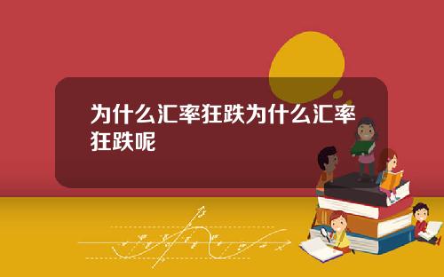为什么汇率狂跌为什么汇率狂跌呢