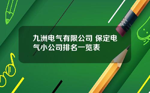 九洲电气有限公司 保定电气小公司排名一览表