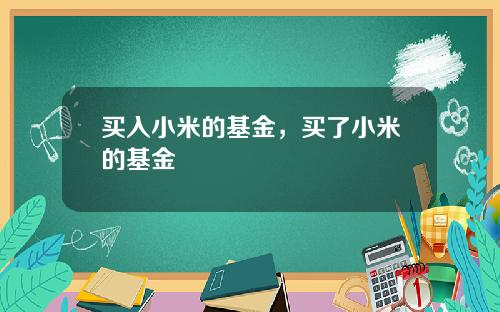 买入小米的基金，买了小米的基金