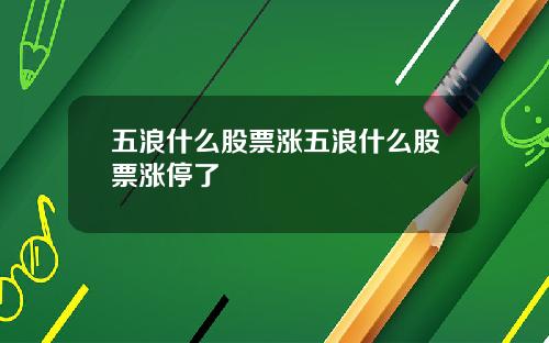 五浪什么股票涨五浪什么股票涨停了