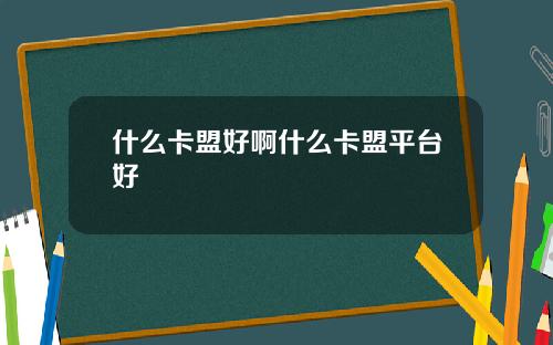 什么卡盟好啊什么卡盟平台好