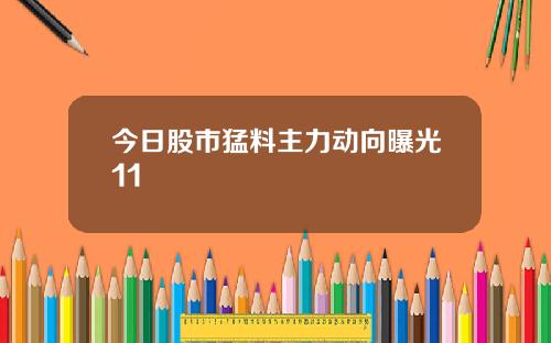 今日股市猛料主力动向曝光11