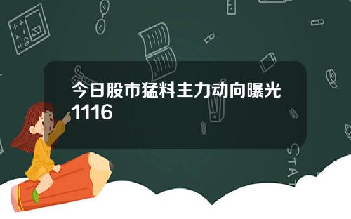 今日股市猛料主力动向曝光1116