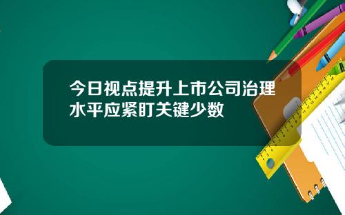 今日视点提升上市公司治理水平应紧盯关键少数