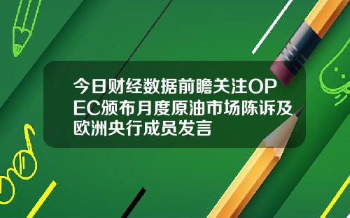 今日财经数据前瞻关注OPEC颁布月度原油市场陈诉及欧洲央行成员发言