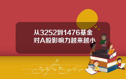 从3252到1476基金对A股影响力越来越小