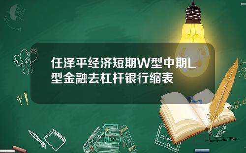 任泽平经济短期W型中期L型金融去杠杆银行缩表