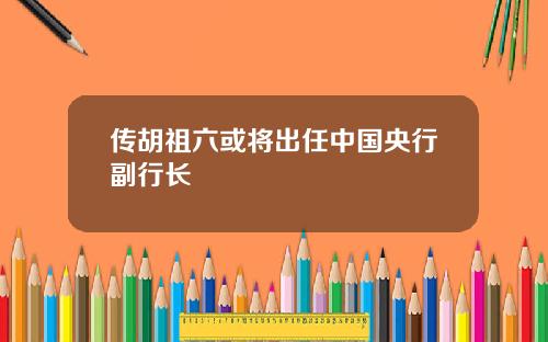 传胡祖六或将出任中国央行副行长