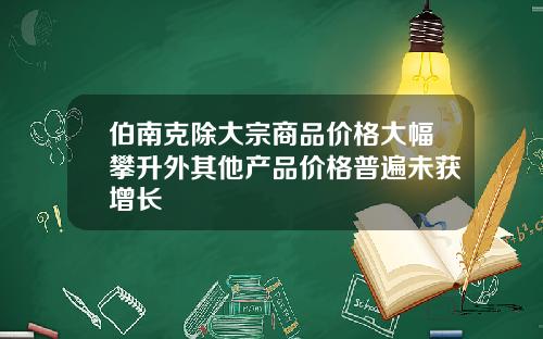 伯南克除大宗商品价格大幅攀升外其他产品价格普遍未获增长
