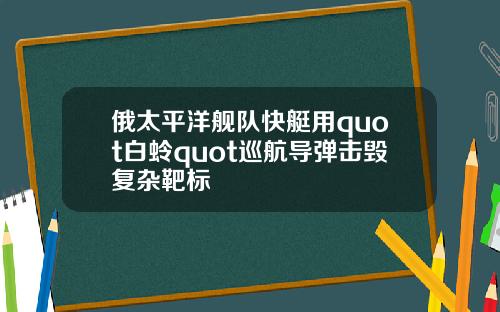 俄太平洋舰队快艇用quot白蛉quot巡航导弹击毁复杂靶标