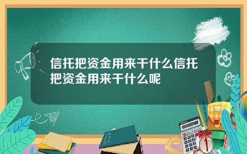 信托把资金用来干什么信托把资金用来干什么呢