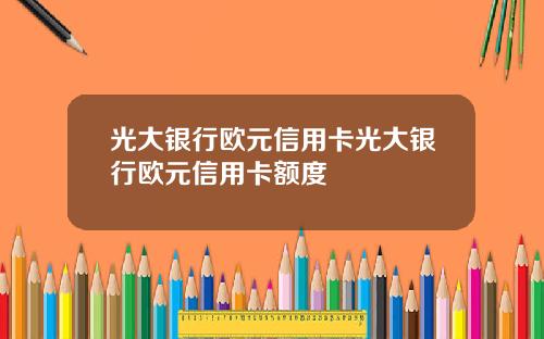 光大银行欧元信用卡光大银行欧元信用卡额度