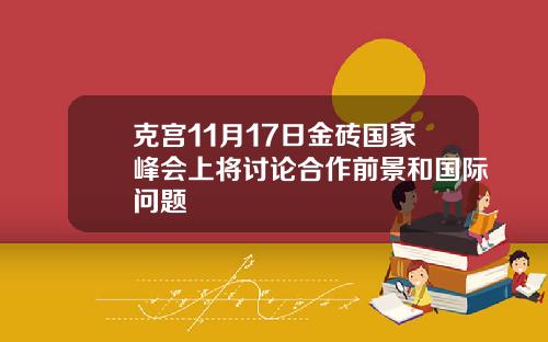 克宫11月17日金砖国家峰会上将讨论合作前景和国际问题