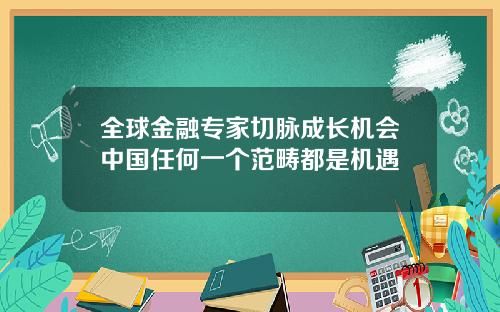 全球金融专家切脉成长机会中国任何一个范畴都是机遇