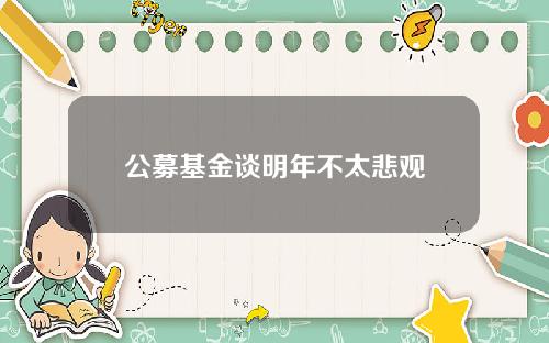公募基金谈明年不太悲观