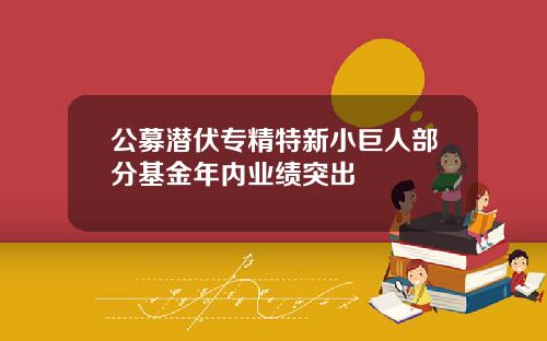 公募潜伏专精特新小巨人部分基金年内业绩突出