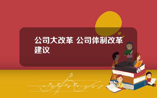 公司大改革 公司体制改革建议
