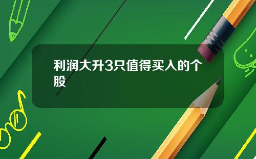 利润大升3只值得买入的个股