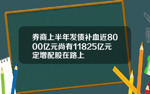 券商上半年发债补血近8000亿元尚有11825亿元定增配股在路上