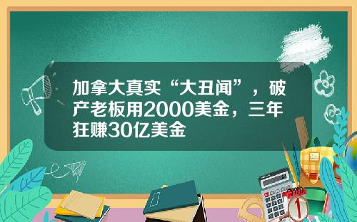 加拿大真实“大丑闻”，破产老板用2000美金，三年狂赚30亿美金