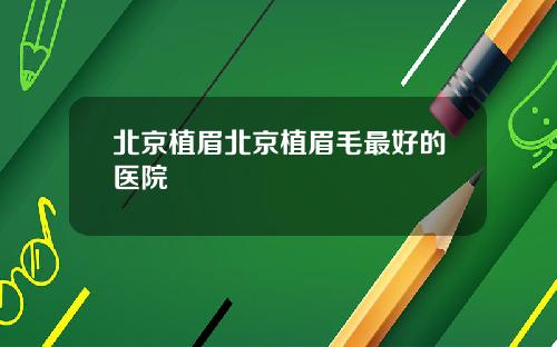 北京植眉北京植眉毛最好的医院