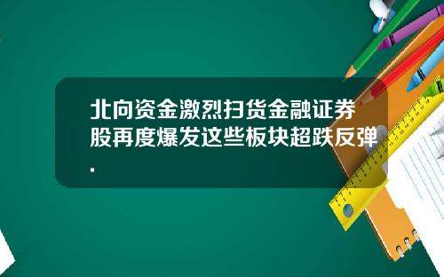 北向资金激烈扫货金融证券股再度爆发这些板块超跌反弹.