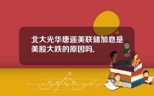 北大光华唐遥美联储加息是美股大跌的原因吗.
