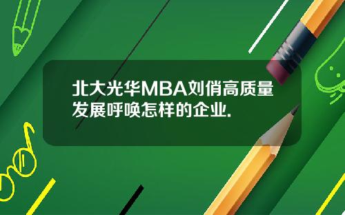 北大光华MBA刘俏高质量发展呼唤怎样的企业.
