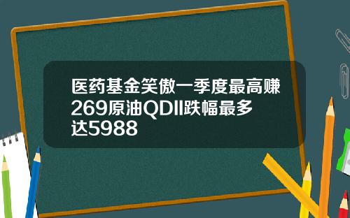 医药基金笑傲一季度最高赚269原油QDII跌幅最多达5988