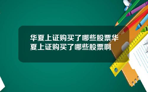 华夏上证购买了哪些股票华夏上证购买了哪些股票啊