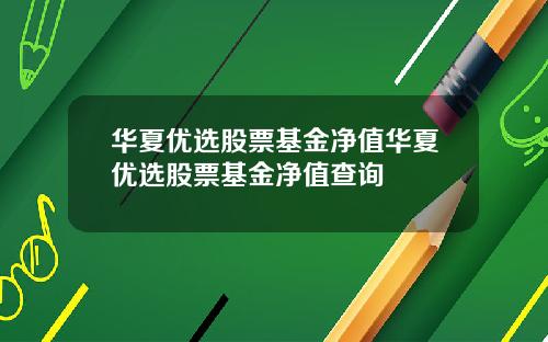 华夏优选股票基金净值华夏优选股票基金净值查询