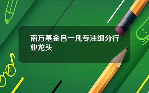 南方基金吕一凡专注细分行业龙头