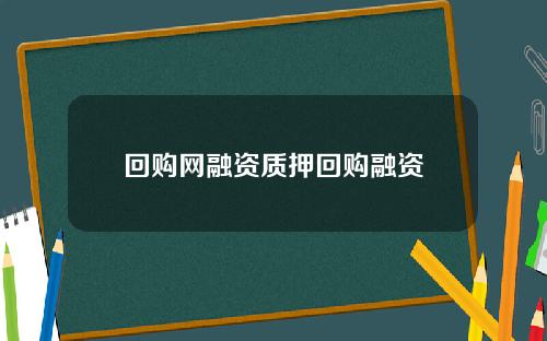 回购网融资质押回购融资