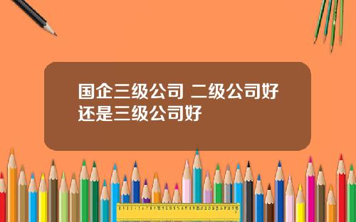 国企三级公司 二级公司好还是三级公司好