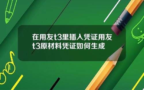 在用友t3里插入凭证用友t3原材料凭证如何生成