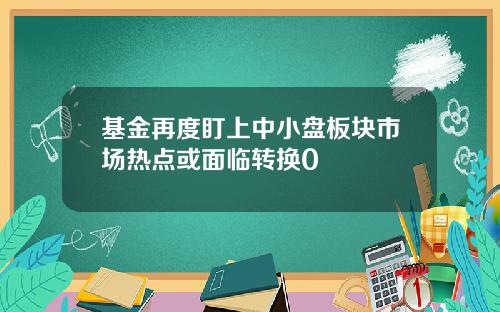 基金再度盯上中小盘板块市场热点或面临转换0