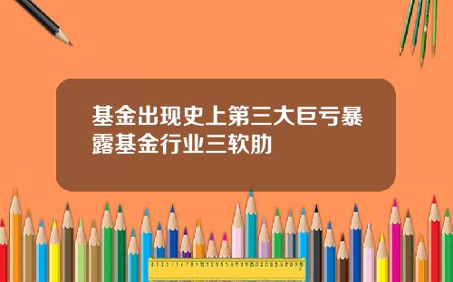 基金出现史上第三大巨亏暴露基金行业三软肋