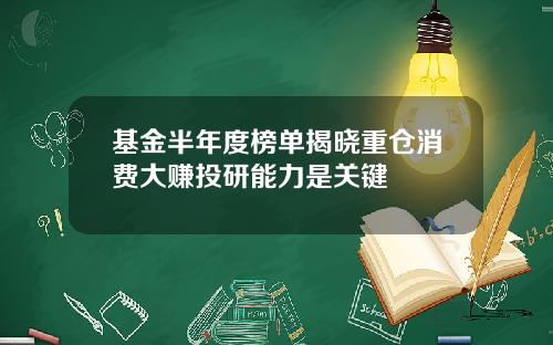 基金半年度榜单揭晓重仓消费大赚投研能力是关键