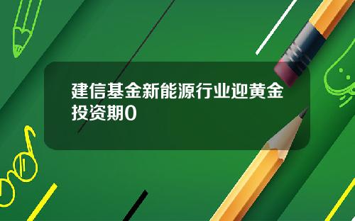 建信基金新能源行业迎黄金投资期0