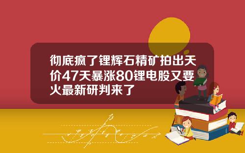 彻底疯了锂辉石精矿拍出天价47天暴涨80锂电股又要火最新研判来了