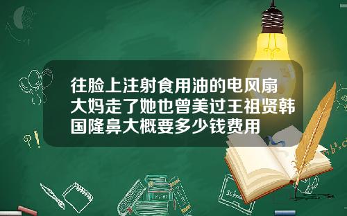 往脸上注射食用油的电风扇大妈走了她也曾美过王祖贤韩国隆鼻大概要多少钱费用