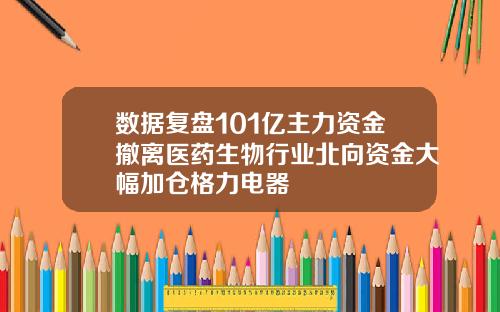 数据复盘101亿主力资金撤离医药生物行业北向资金大幅加仓格力电器