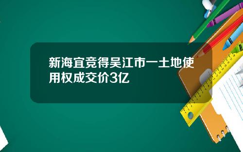 新海宜竞得吴江市一土地使用权成交价3亿