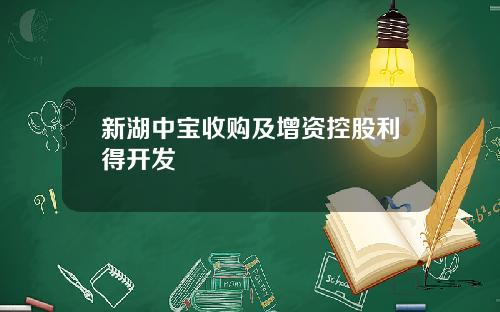 新湖中宝收购及增资控股利得开发